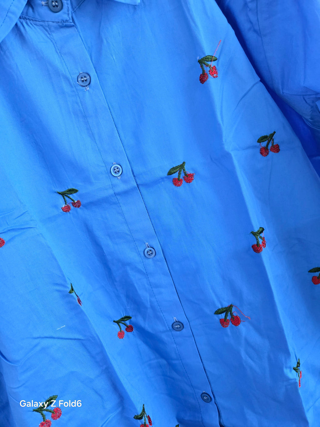 Cherry Embroidered Cotton Shirt