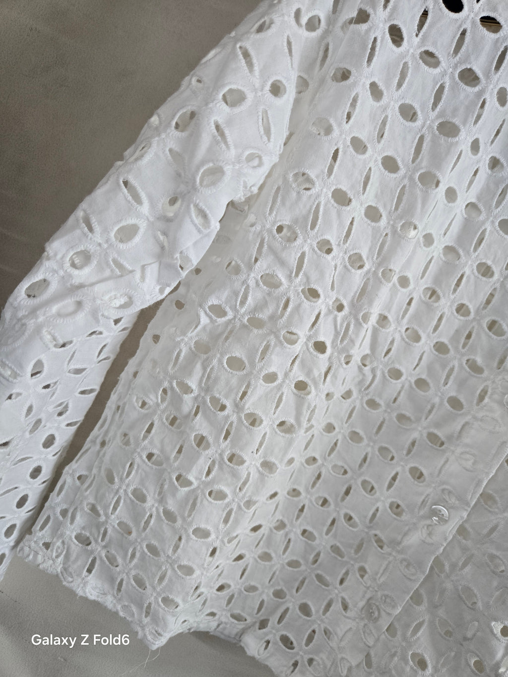 Women’s White Eyelet Crop Shirt