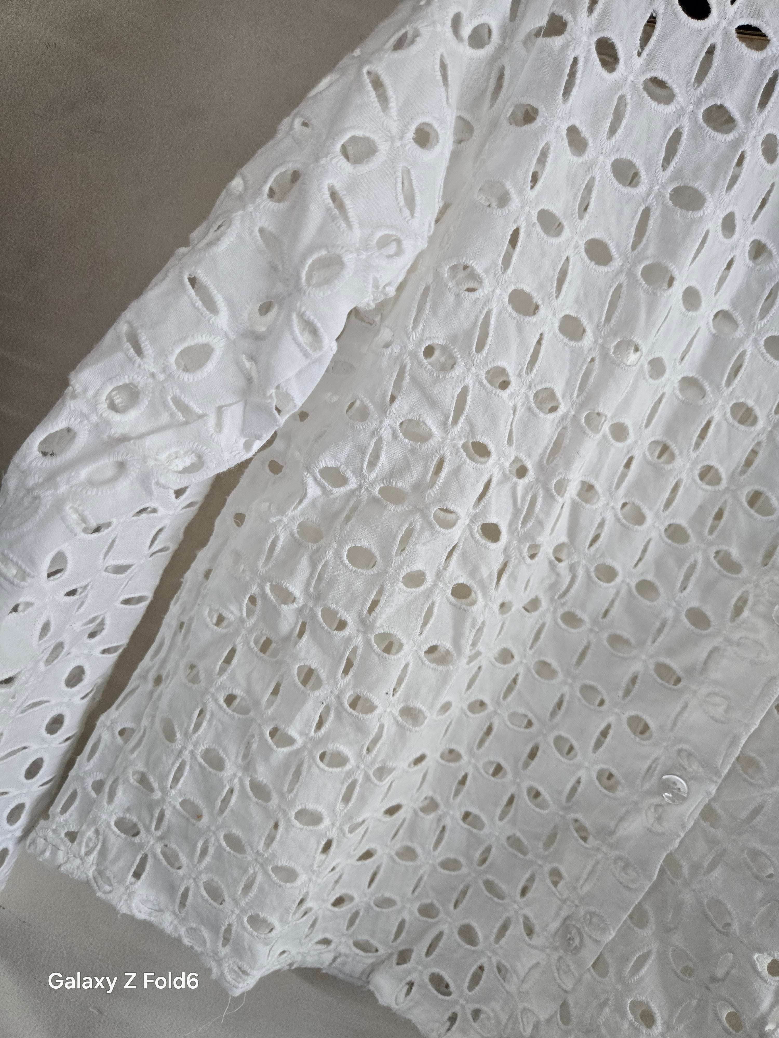 Women’s White Eyelet Crop Shirt