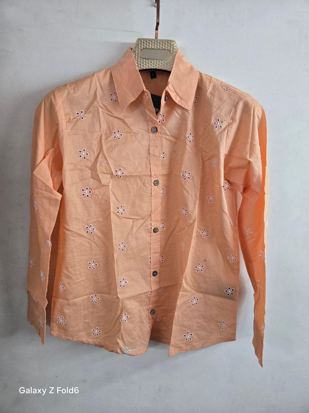 Soft Peach Embroidered Shirt
