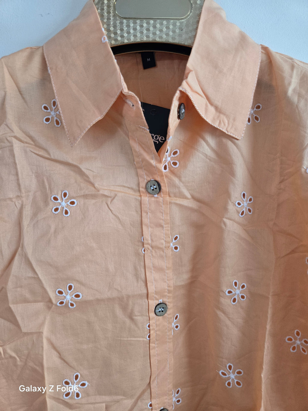 Soft Peach Embroidered Shirt