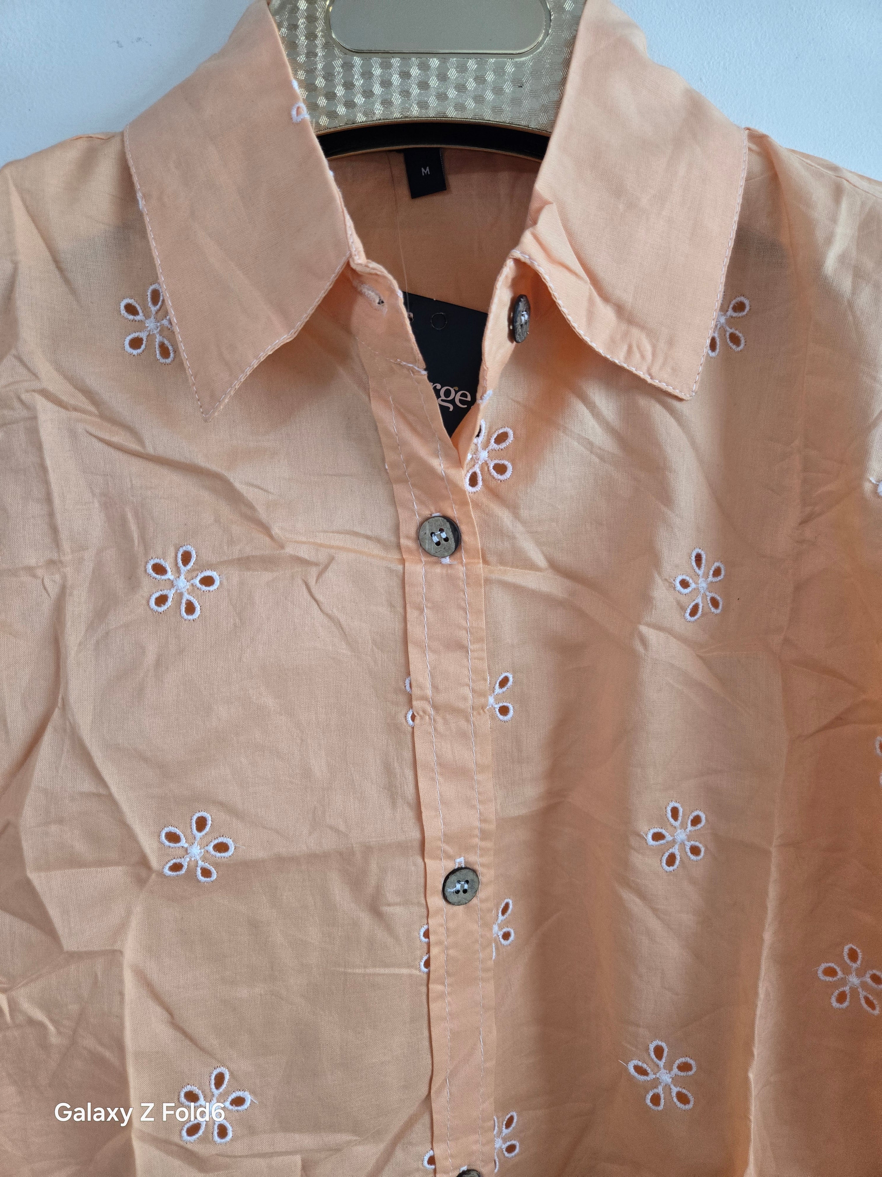 Soft Peach Embroidered Shirt