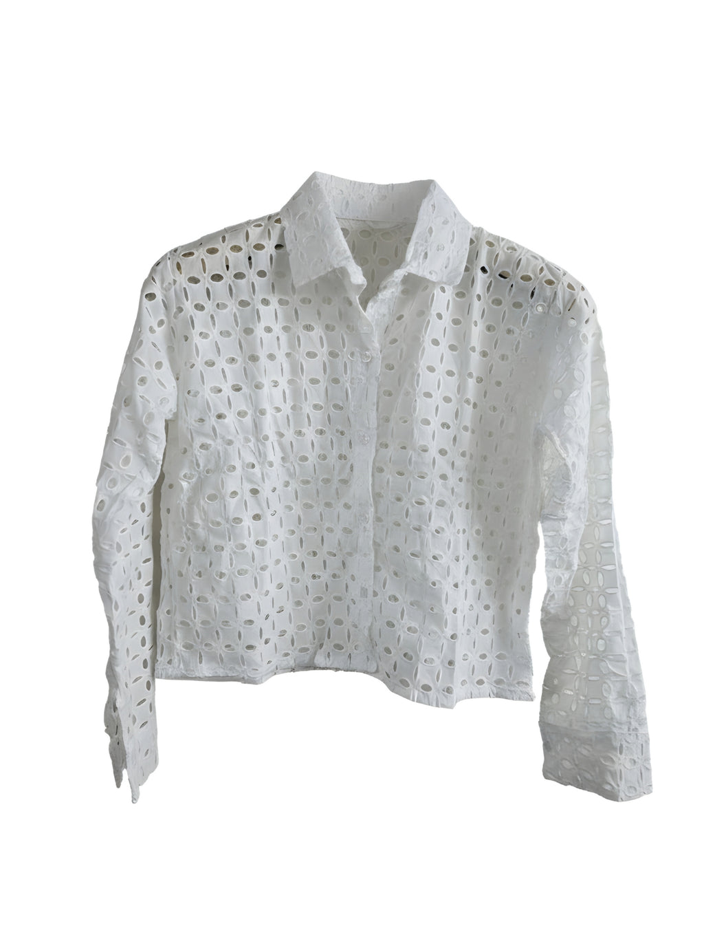 Women’s White Eyelet Crop Shirt