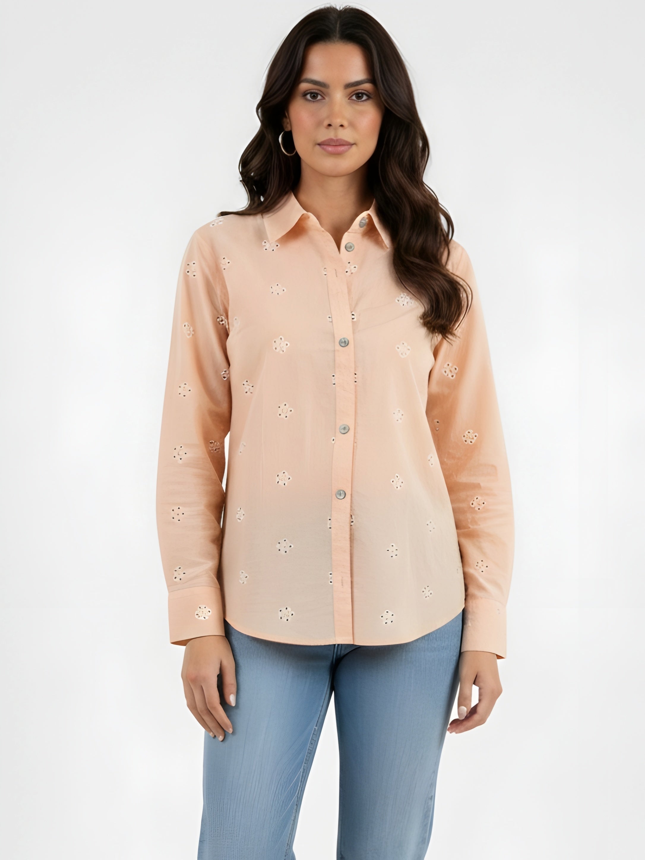 Soft Peach Embroidered Shirt