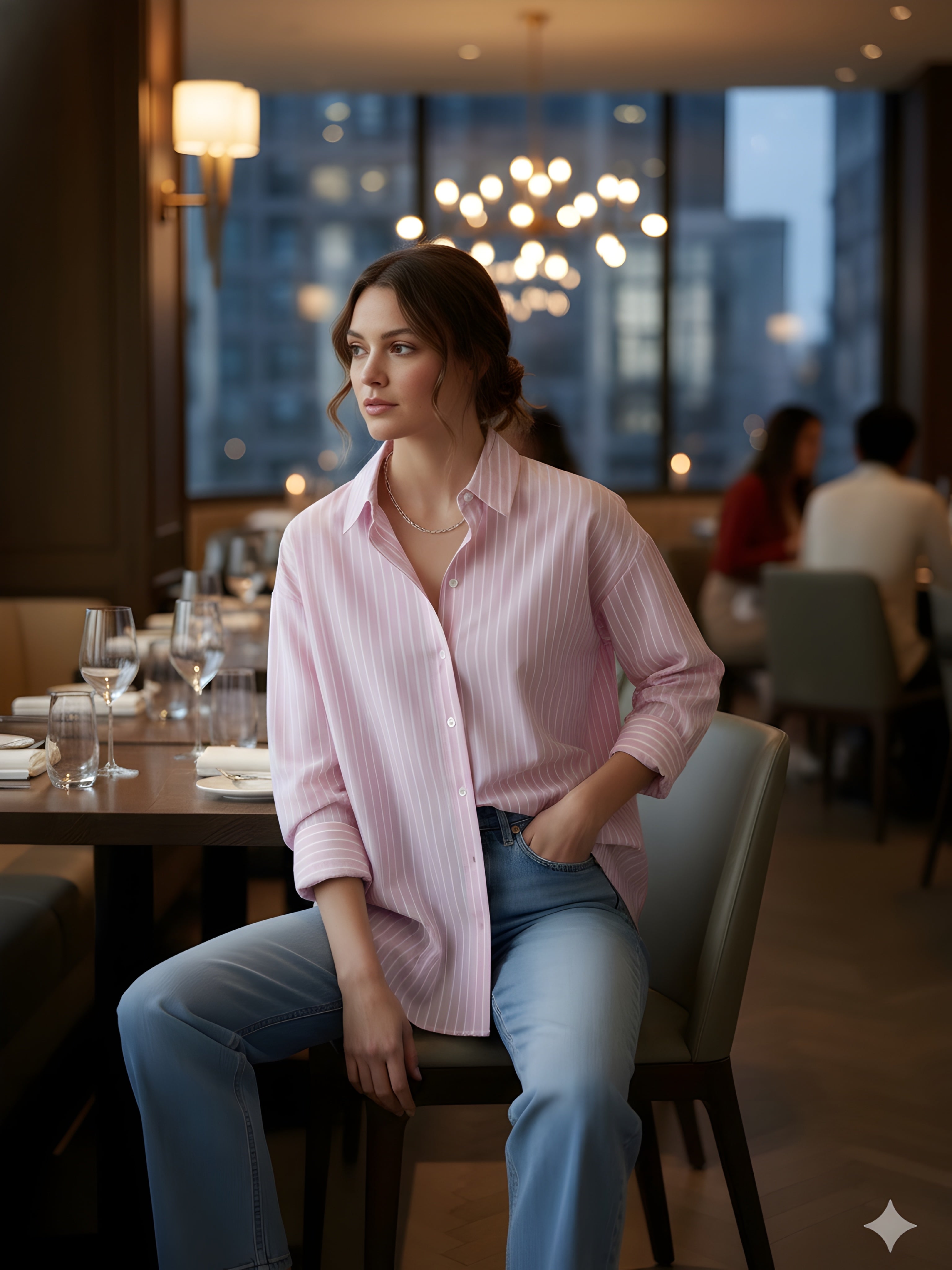 Soft Pink Linen Striped Button-Down Shirt