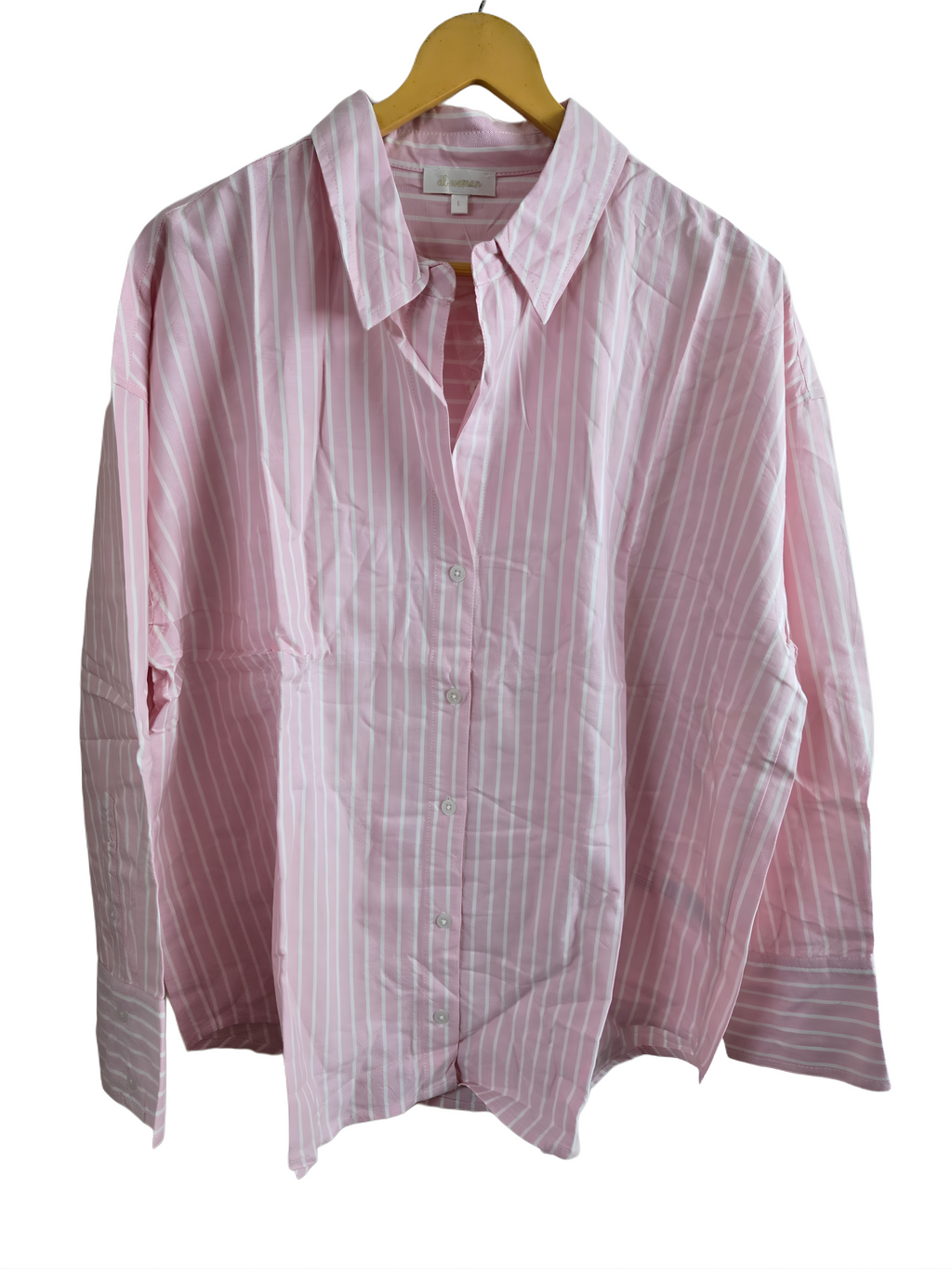 Soft Pink Linen Striped Button-Down Shirt